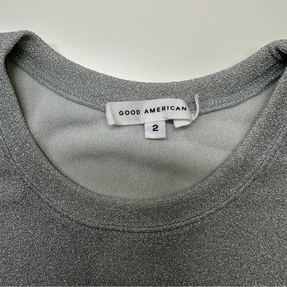 NWT | Good American | Sparkle Crop Top | Silver001 | Size 2/M - Picture 8 of 15